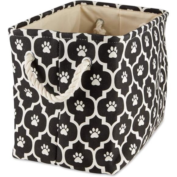 Pet Storage Collection Lattice Paw Print, Small Rectangle, Black - Picture 2 of 7